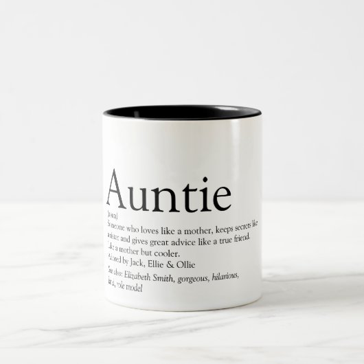 世界の最高のおばよ、叔母の定義 ツートーンマグカップ (中央)
