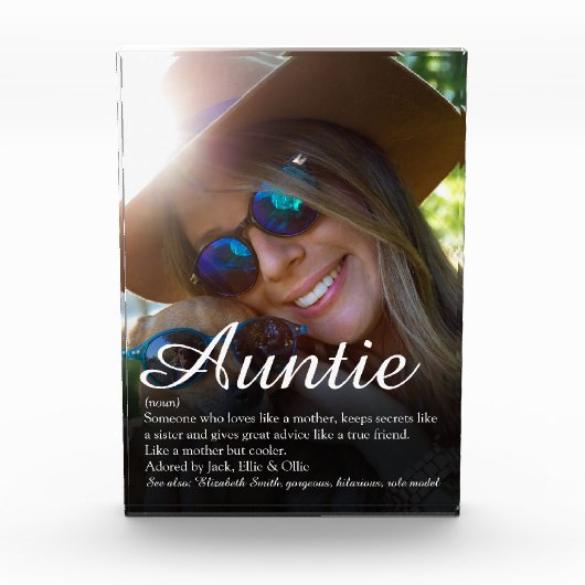 世界の最高のおばよ、叔母の定義 フォトブロック (正面)