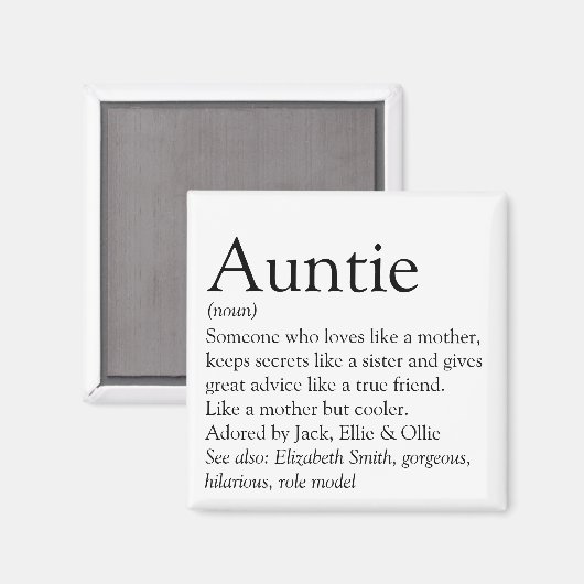 世界の最高のおばよ、叔母の定義 マグネット (正面/裏面)