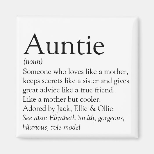 世界の最高のおばよ、叔母の定義 マグネット (正面)