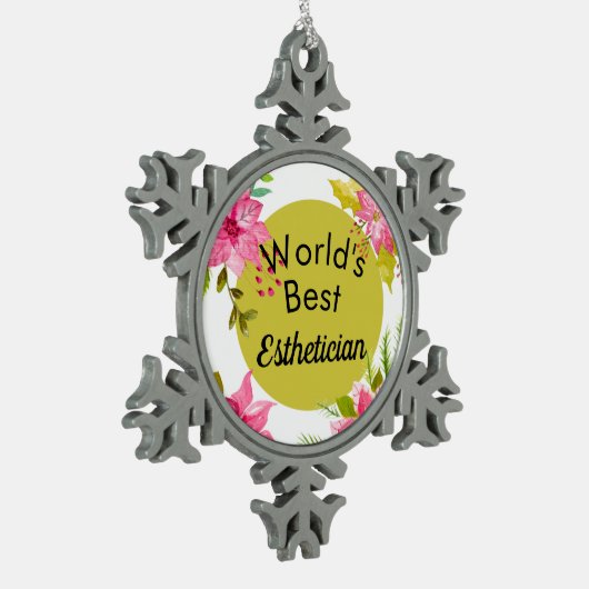 世界の最高のエステティシャンオーナメント スノーフレークピューターオーナメント (左)
