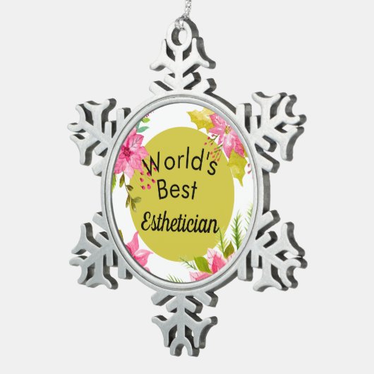 世界の最高のエステティシャンオーナメント スノーフレークピューターオーナメント (右)