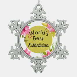 世界の最高のエステティシャンオーナメント スノーフレークピューターオーナメント