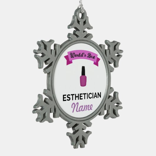 世界の最高のエステティシャン スノーフレークピューターオーナメント (左)