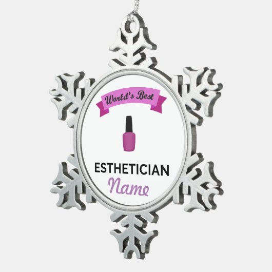 世界の最高のエステティシャン スノーフレークピューターオーナメント (右)