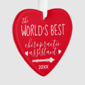 世界の最高のカイロプラクティック助手ハート オーナメント (正面)