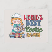 世界の最高のクッキーベーカー追加文字 ポストカード (正面)