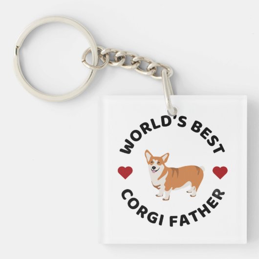世界の最高のコルギ父帽子ドッグ誇りを持ったパパギフト キーホルダー (正面)