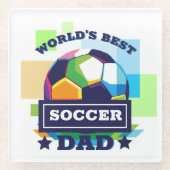 世界の最高のサッカーパパ父の日 ガラスコースター (正面)