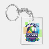 世界の最高のサッカーパパ父の日 キーホルダー (正面左)