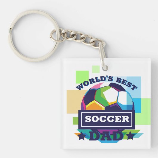 世界の最高のサッカーパパ父の日 キーホルダー (正面)