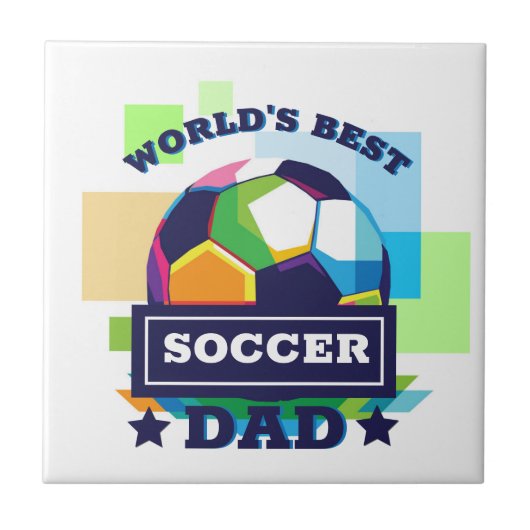 世界の最高のサッカーパパ父の日 タイル (正面)