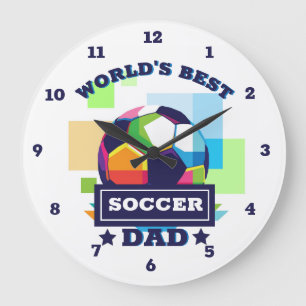 世界の最高のサッカーパパ父の日 ラージ壁時計