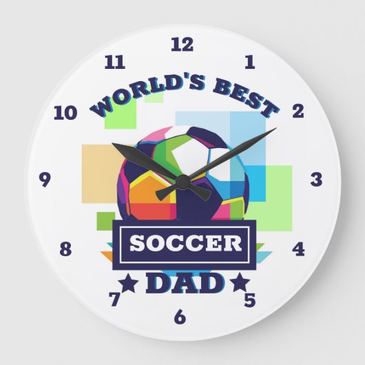 世界の最高のサッカーパパ父の日 ラージ壁時計 (正面)