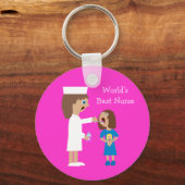 世界の最高のナース可愛い漫画ナース&子 キーホルダー (正面)