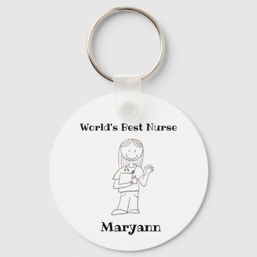 「世界の最高のナース」キーチパーソナライズされたェイン キーホルダー (正面)