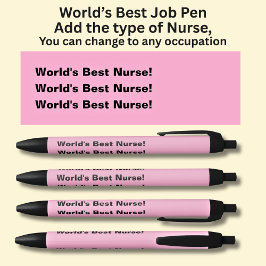 世界の最高のナース!タイプ、または名前、ピンクを追加する 黒ボールペン
