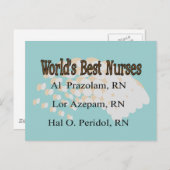 "世界の最高のナース" --笑わされるナースギフト ポストカード (正面/裏面)