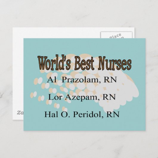 "世界の最高のナース" --笑わされるナースギフト ポストカード (正面/裏面)