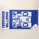 世界の最高のパパが青と白に名を連ねるモダン ビーチタオル (正面)