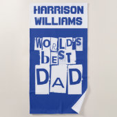 世界の最高のパパが青と白に名を連ねるモダン ビーチタオル (正面)