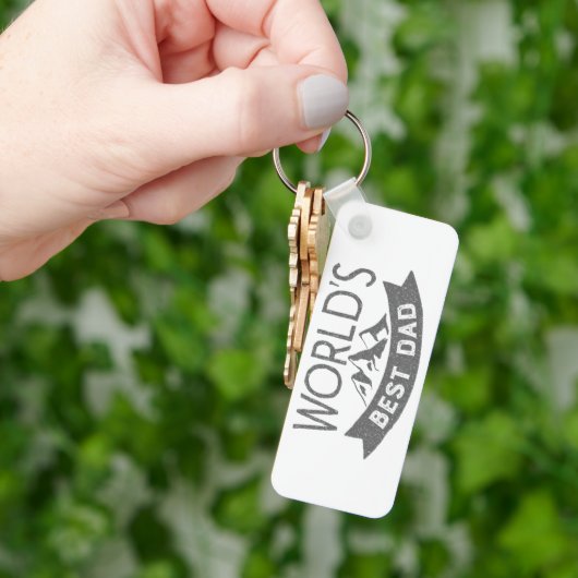 世界の最高のパパの山モダンの父の日 キーホルダー (手)