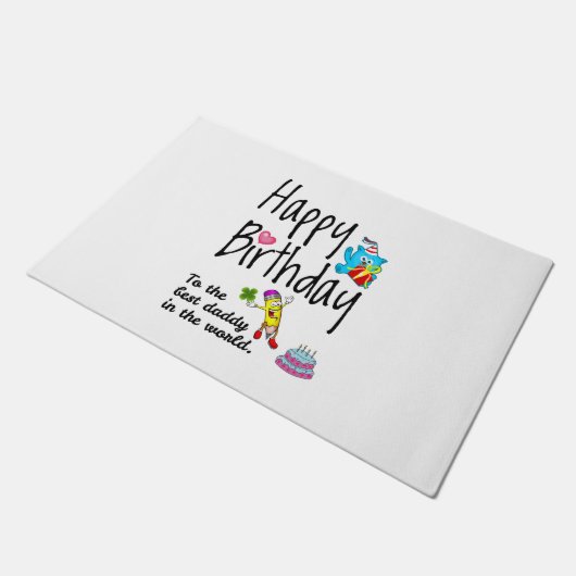 世界の最高のパパへのハッピーバースデー ドアマット (アングル)