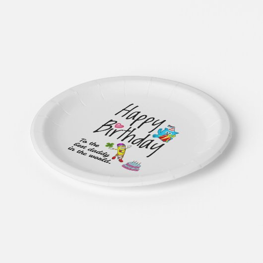 世界の最高のパパへのハッピーバースデー ペーパープレート (アングル)