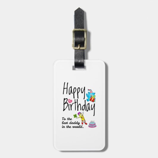 世界の最高のパパへのハッピーバースデー ラゲッジタグ (正面縦)
