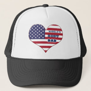世界の最高のパパアメリカ国旗のハート キャップ
