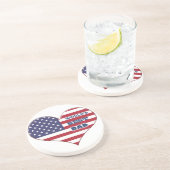 世界の最高のパパアメリカ国旗のハート コースター (側面)