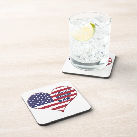 世界の最高のパパアメリカ国旗のハート コースター (右側)