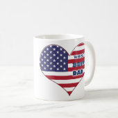 世界の最高のパパアメリカ国旗のハート コーヒーマグカップ (正面右)