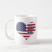 世界の最高のパパアメリカ国旗のハート コーヒーマグカップ (左)