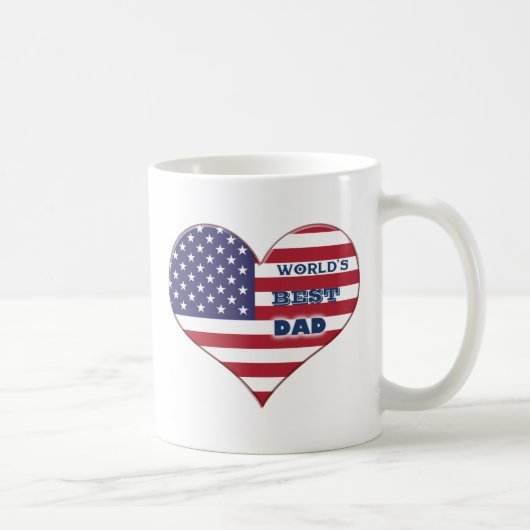 世界の最高のパパアメリカ国旗のハート コーヒーマグカップ (右)