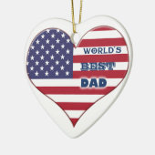 世界の最高のパパアメリカ国旗のハート セラミックオーナメント (左)