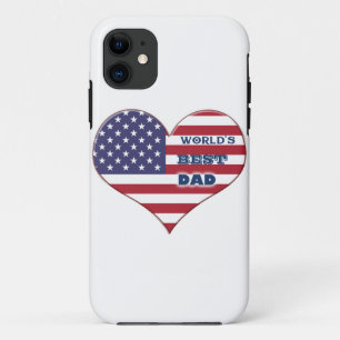 世界の最高のパパアメリカ国旗のハート iPhone 11 ケース