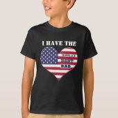 世界の最高のパパアメリカ国旗のハート Tシャツ (正面)