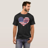 世界の最高のパパアメリカ国旗のハート Tシャツ (正面フル)