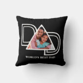 世界の最高のパパカスタム写真黒い父の日 クッション (裏面)
