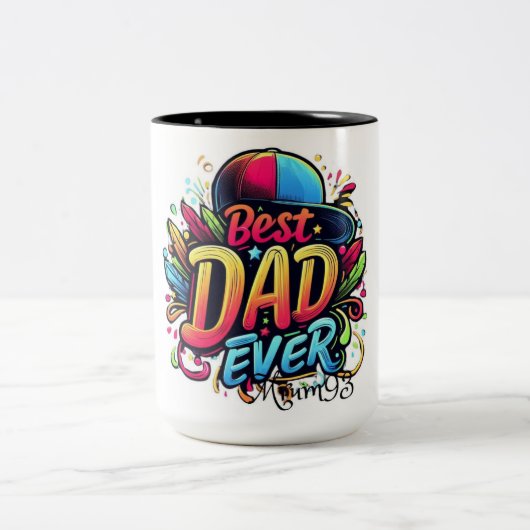 「世界の最高のパパカスタム絵を描・MUG」 ツートーンマグカップ (中央)