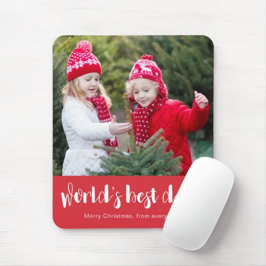 世界の最高のパパタイポグラフィフォトレッドホリデー マウスパッド (マウス)