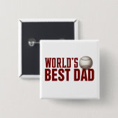 世界の最高のパパタイポグラフィ野球ピンボタン 缶バッジ (正面&裏面)