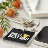 世界の最高のパパタイポグラフィ |キーチェーン キーホルダー (正面右)