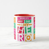 世界の最高のパパハートとヒーローコーヒーマグ マグカップ (中央)