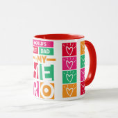 世界の最高のパパハートとヒーローコーヒーマグ マグカップ (正面右)