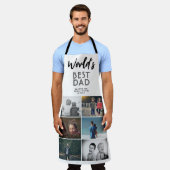 世界の最高のパパファミリー6フォトコラージエプロン エプロン (着用した状態)