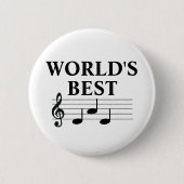 世界の最高のパパミュージシャン音符トレブルクレフ、 音符記号 缶バッジ (正面)
