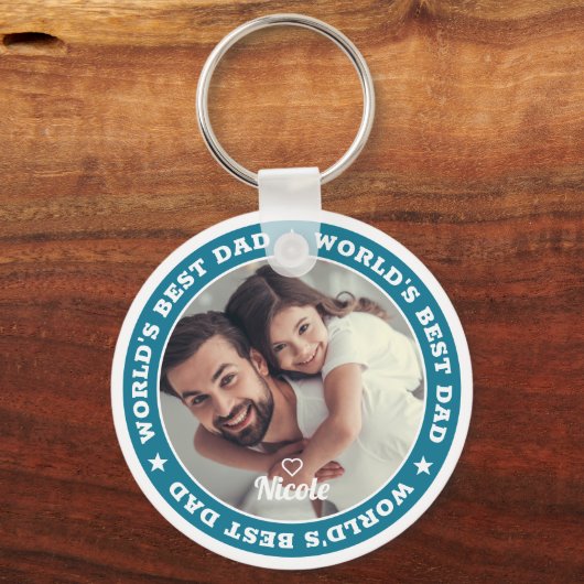 世界の最高のパパモダンカスタム写真 キーホルダー (正面)