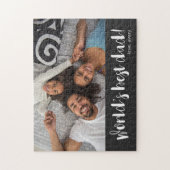 世界の最高のパパ写真と名前 ジグソーパズル (縦)